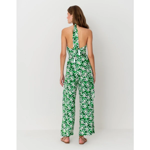 Amaris Hammered Satin Halter Top  Flower Burst Green - Image 5