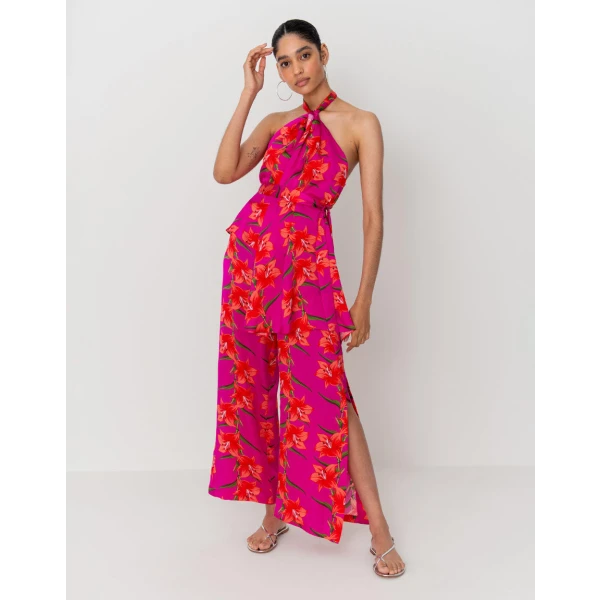 Amaris Hammered Satin Halter Top  Lily Fuchsia - Image 6