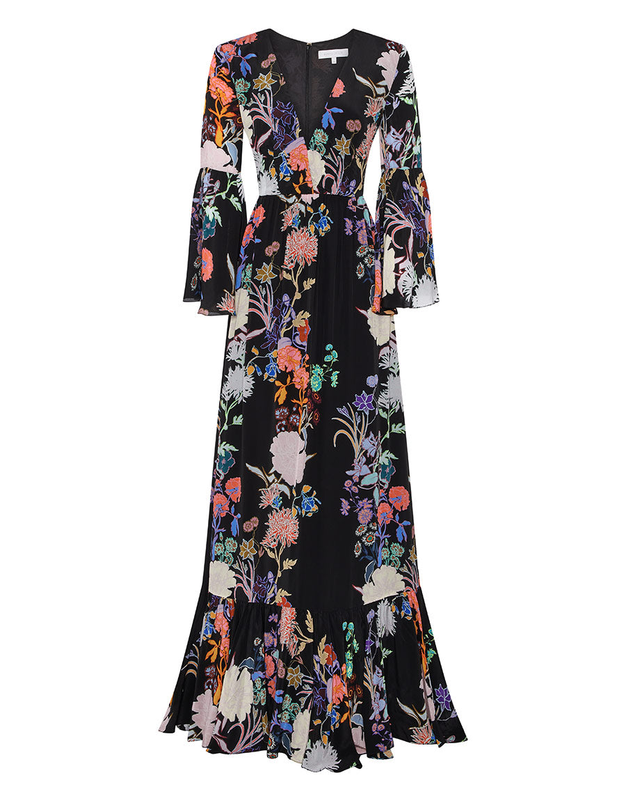 Borgo de Nor Astrea Crepe Maxi Dress  Jardin Black