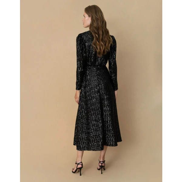 Bernadette Sequin Midi Dress  Black - Image 5