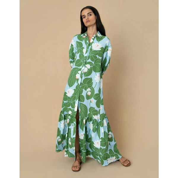Bianca Linen Maxi Dress  Waterlily Green - Image 4