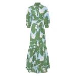Borgo de Nor Bianca Linen Maxi Dress Waterlily Green Borgo de Nor