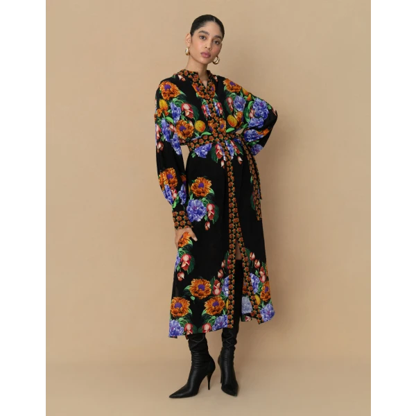Camilla Crepe Midi Dress  Winter Rose Navy - Image 4