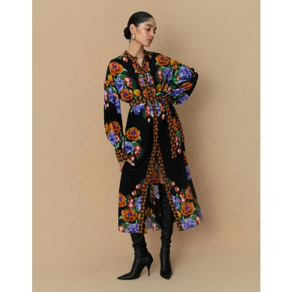 Camilla Crepe Midi Dress  Winter Rose Navy - Image 5