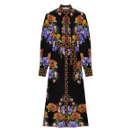 Borgo de Nor Camilla Crepe Midi Dress Winter Rose Navy Borgo de Nor