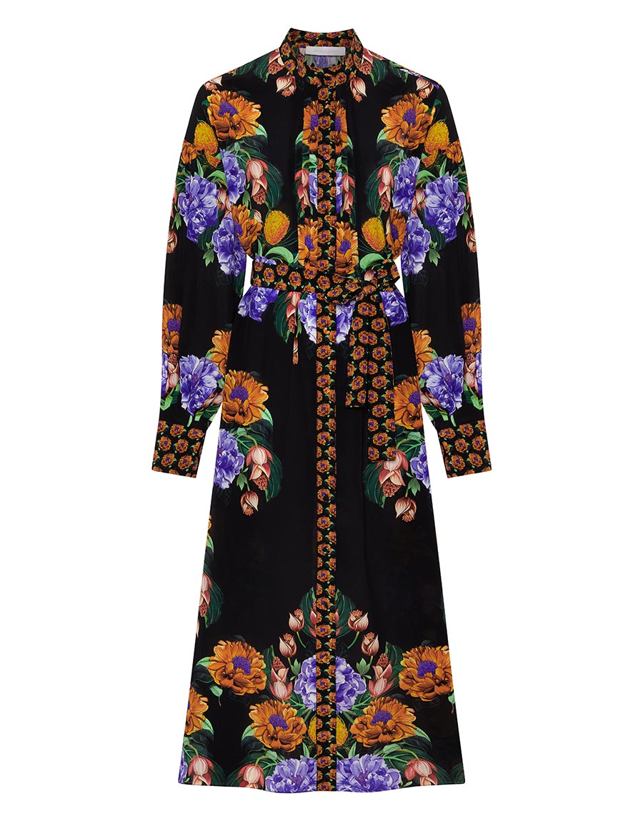 Borgo de Nor Camilla Crepe Midi Dress  Winter Rose Navy