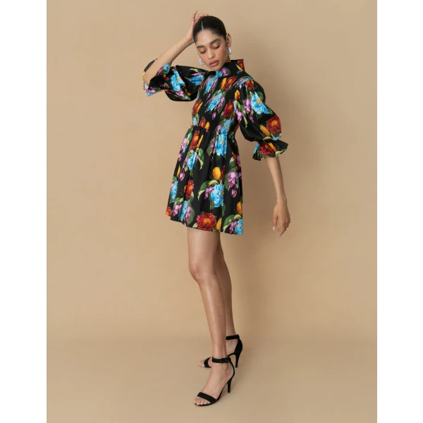 Catri Cotton Mini Dress  Winter Rose Navy - Image 4