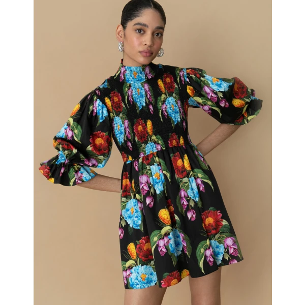 Catri Cotton Mini Dress  Winter Rose Navy - Image 6