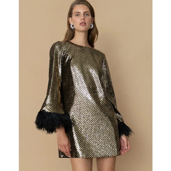 Cocoa Sequin Mini Dress  Gold   Black - Image 6
