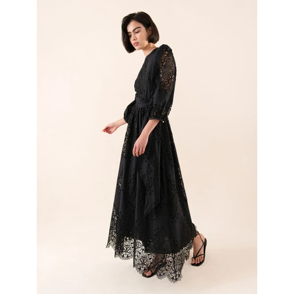 Constance Broderie Anglaise Midi Dress  Black - Image 4