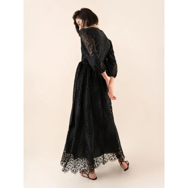 Constance Broderie Anglaise Midi Dress  Black - Image 5