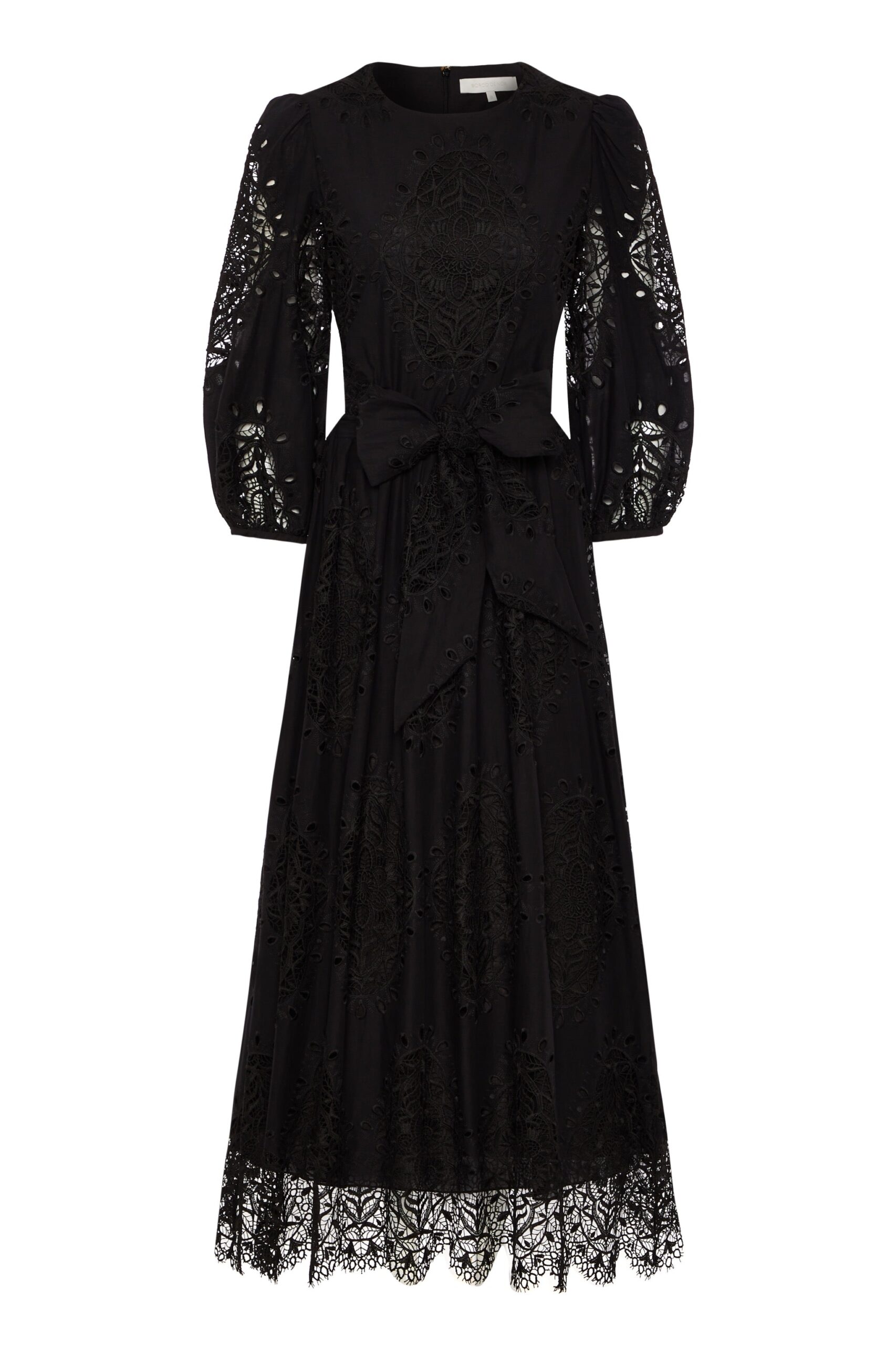 Borgo de Nor Constance Broderie Anglaise Midi Dress  Black