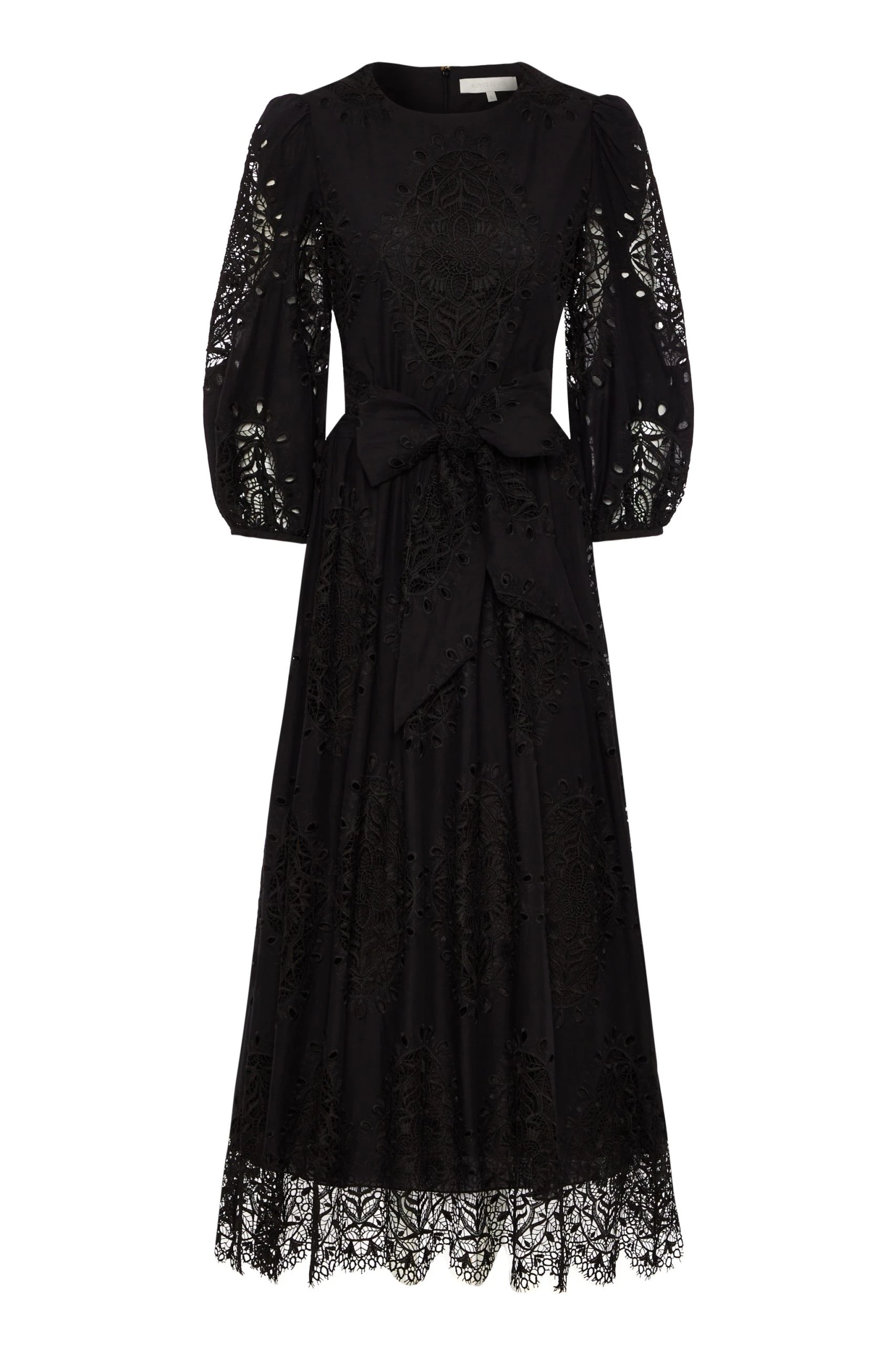 Borgo de Nor Constance Broderie Anglaise Midi Dress Black Borgo de Nor