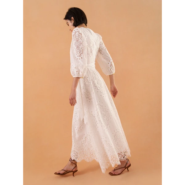 Constance Broderie Anglaise Midi Dress  White - Image 5