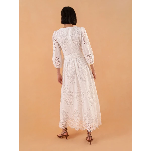 Constance Broderie Anglaise Midi Dress  White - Image 6