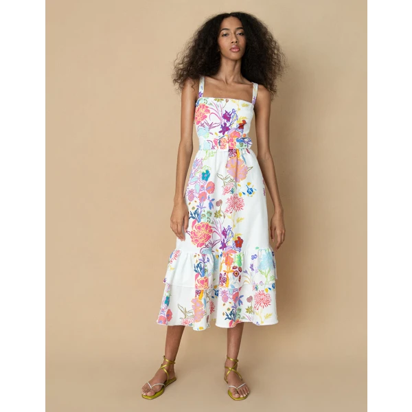 Dani Cotton Midi Dress  Jardin White - Image 4