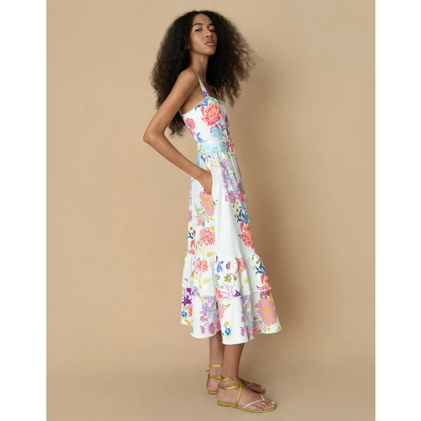 Dani Cotton Midi Dress  Jardin White - Image 5