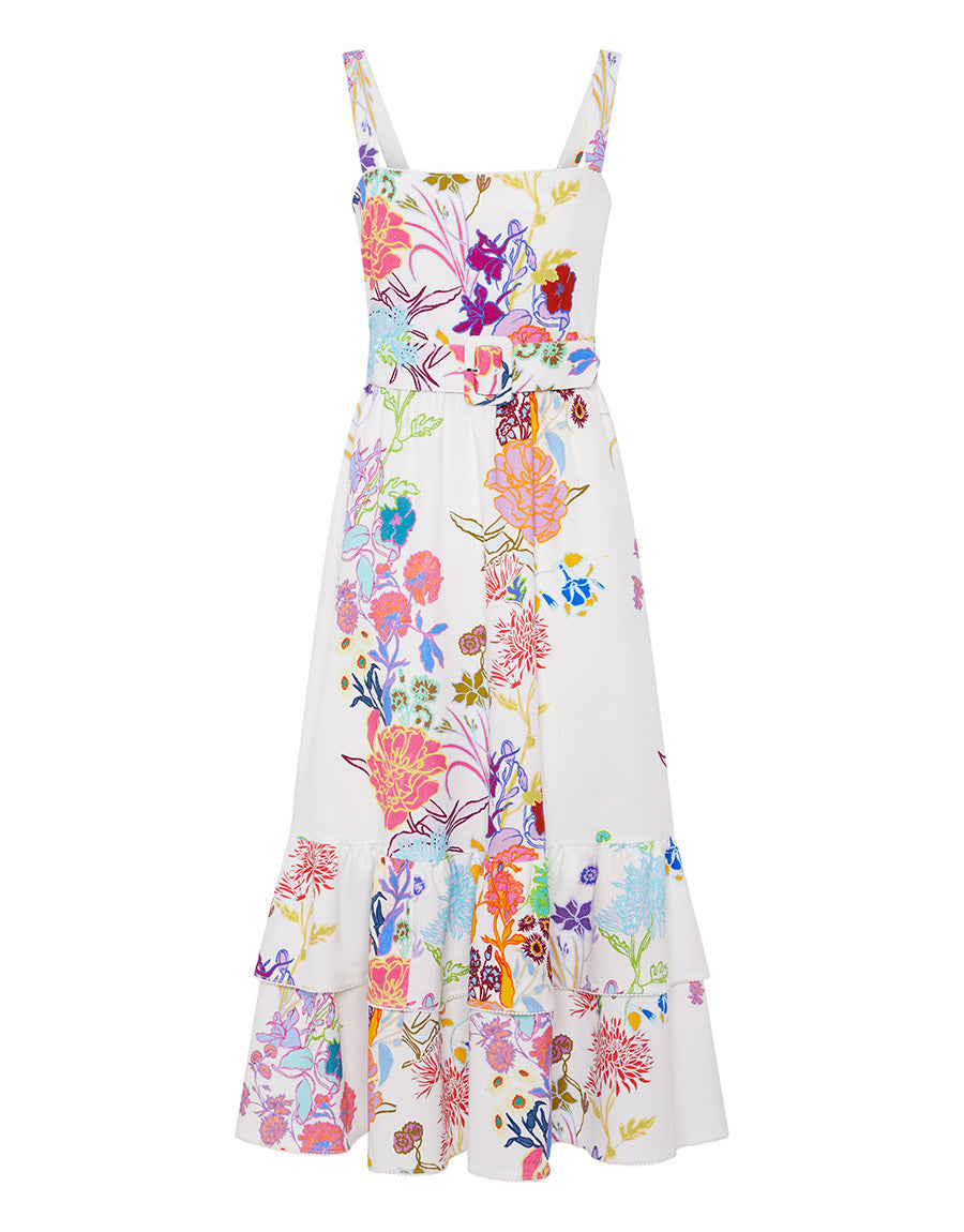 Borgo de Nor Dani Cotton Midi Dress  Jardin White