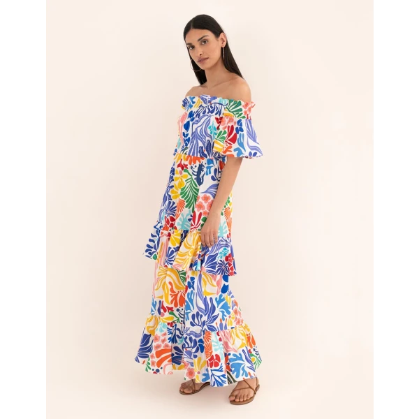 Elena Cotton Maxi Dress  Sea Sunbath White - Image 4