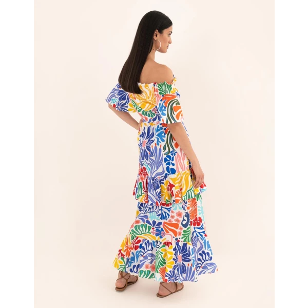 Elena Cotton Maxi Dress  Sea Sunbath White - Image 5