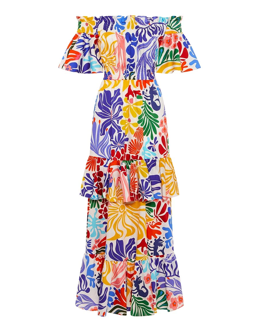 Borgo de Nor Elena Cotton Maxi Dress Sea Sunbath White Borgo de Nor