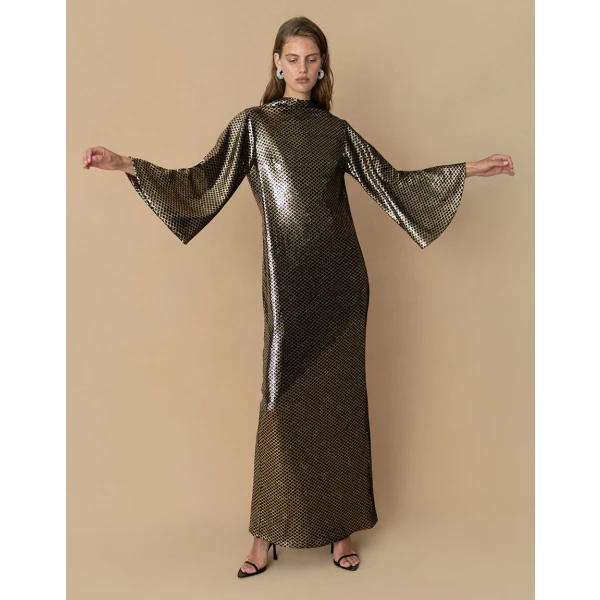 Finley Sequin Maxi Dress  Gold Black - Image 4