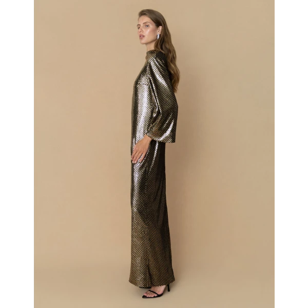 Finley Sequin Maxi Dress  Gold Black - Image 5
