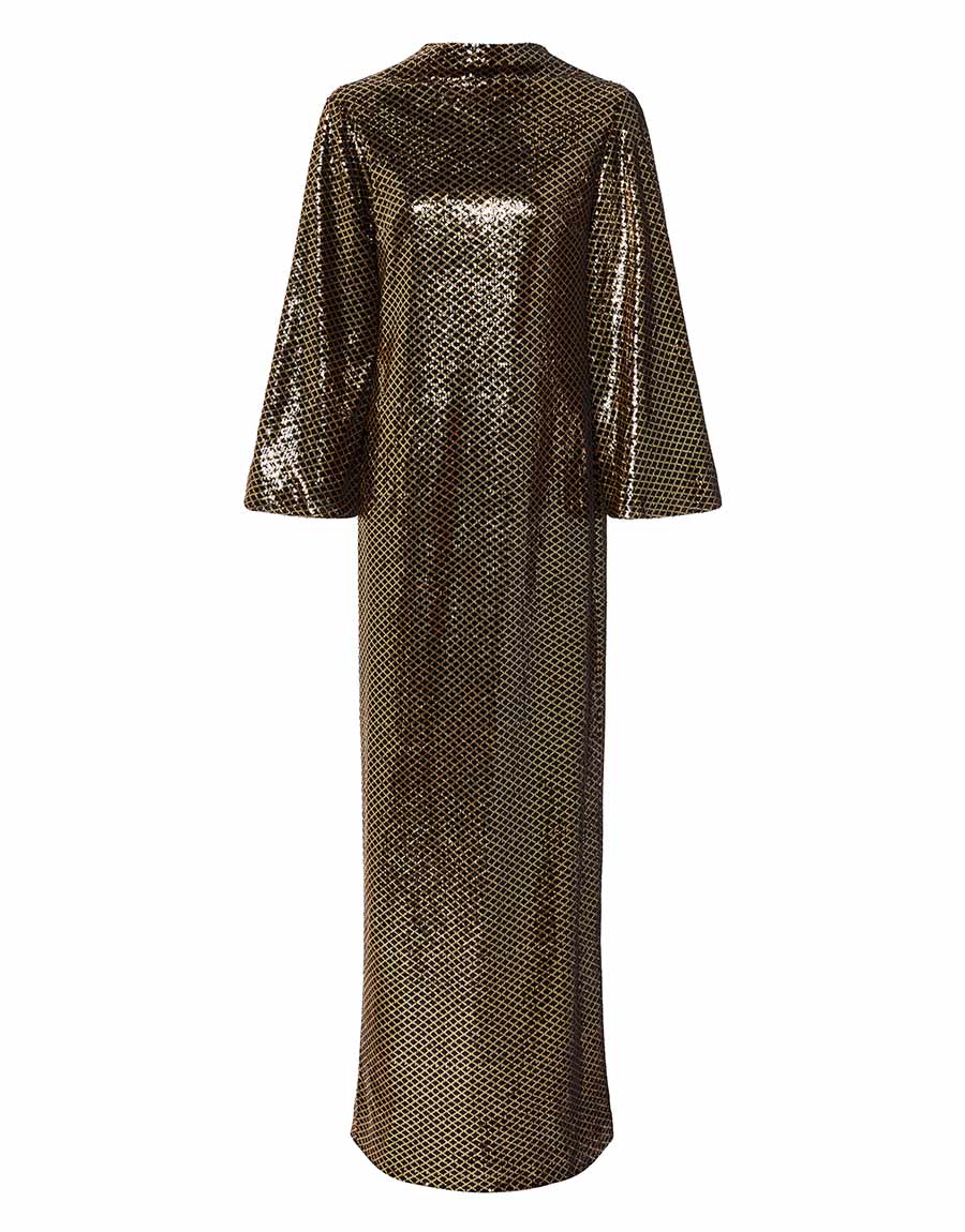 Borgo de Nor Finley Sequin Maxi Dress  Gold Black