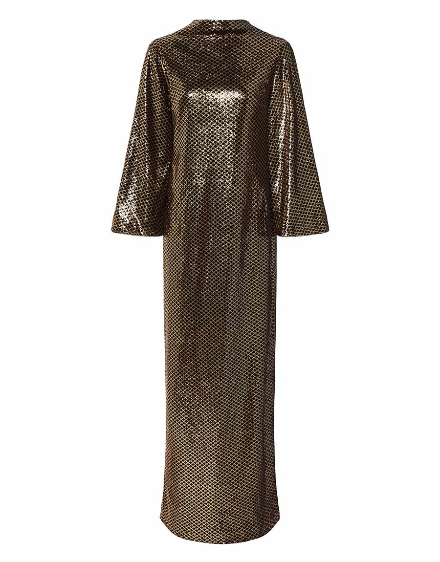 Borgo de Nor Finley Sequin Maxi Dress Gold Black Borgo de Nor