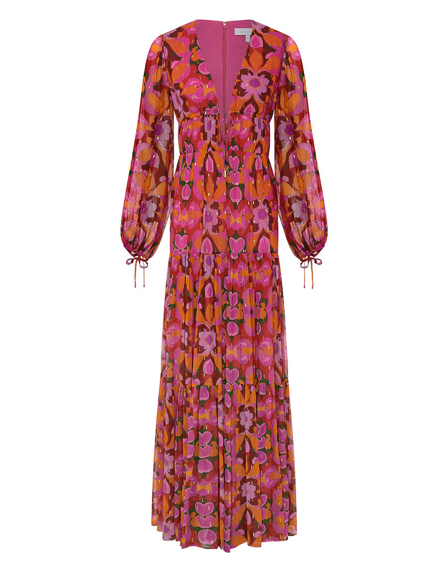 Borgo de Nor Freya Chiffon Maxi Dress  Seventies