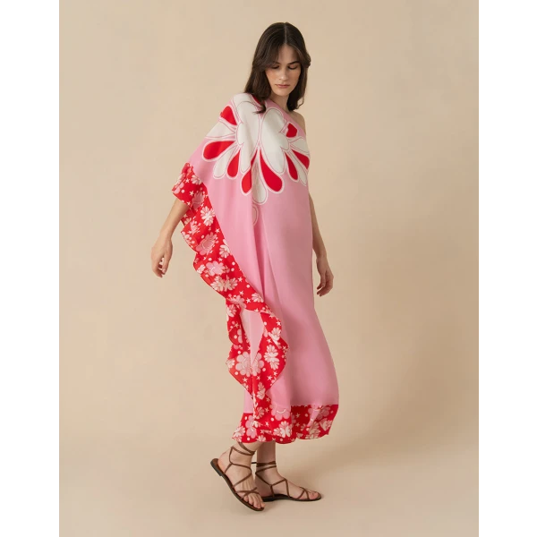 Ginger Crepe Midi Dress  70S Flower Pink - Image 4