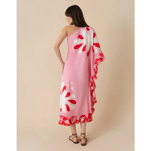 Ginger Crepe Midi Dress  70S Flower Pink - Image 5
