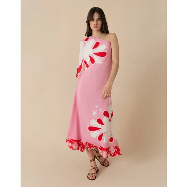 Ginger Crepe Midi Dress  70S Flower Pink - Image 6