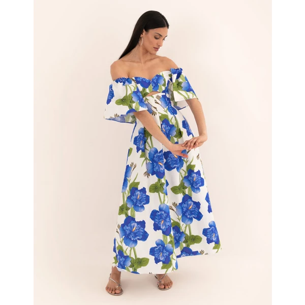 Giovanna Twill Maxi Dress  Sugar Tip White - Image 4