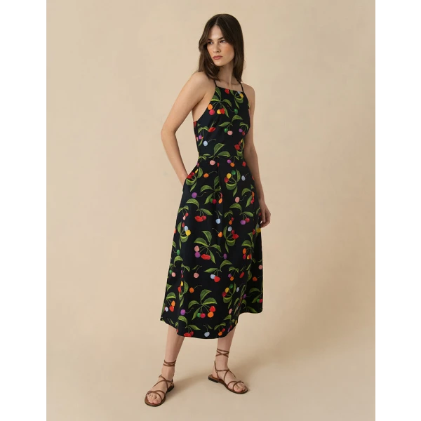 Goreti Cotton Midi Dress  Cherry Black - Image 4