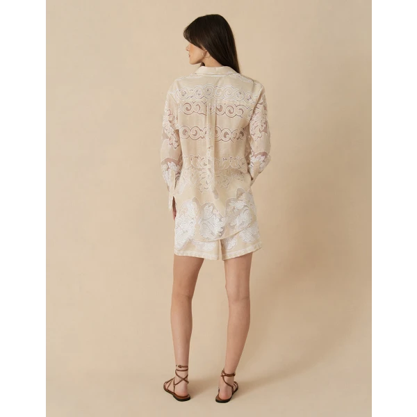Gwen Raschel Shorts  Beige White Lace - Image 5