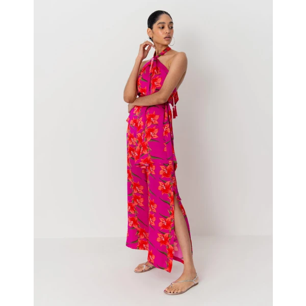 Halia Hammered Satin Trouser  Lily Fuchsia - Image 4