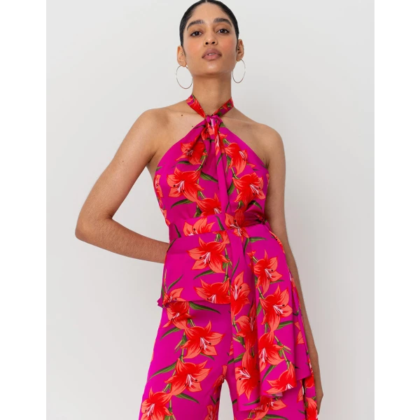 Halia Hammered Satin Trouser  Lily Fuchsia - Image 6