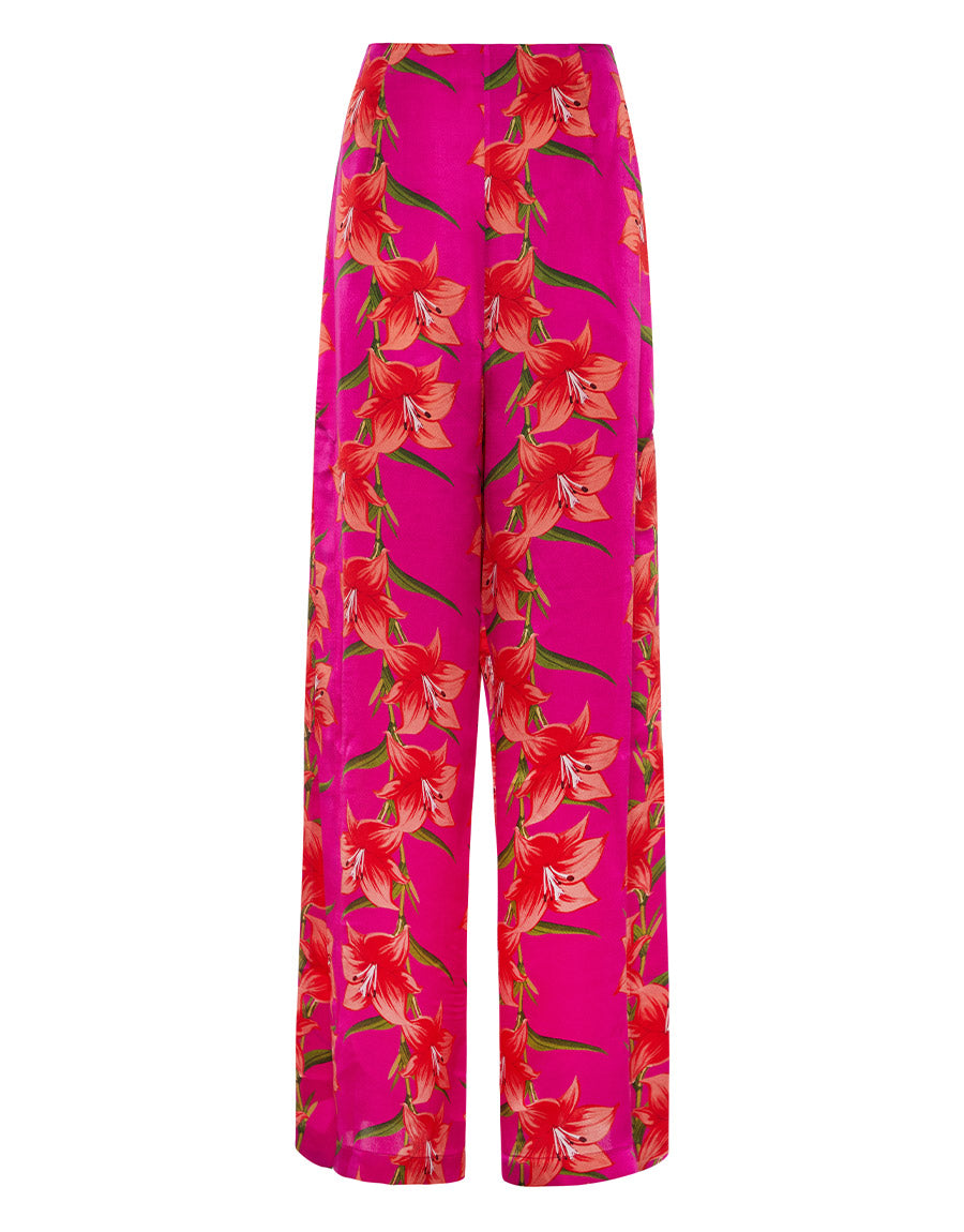 Borgo de Nor Halia Hammered Satin Trouser  Lily Fuchsia