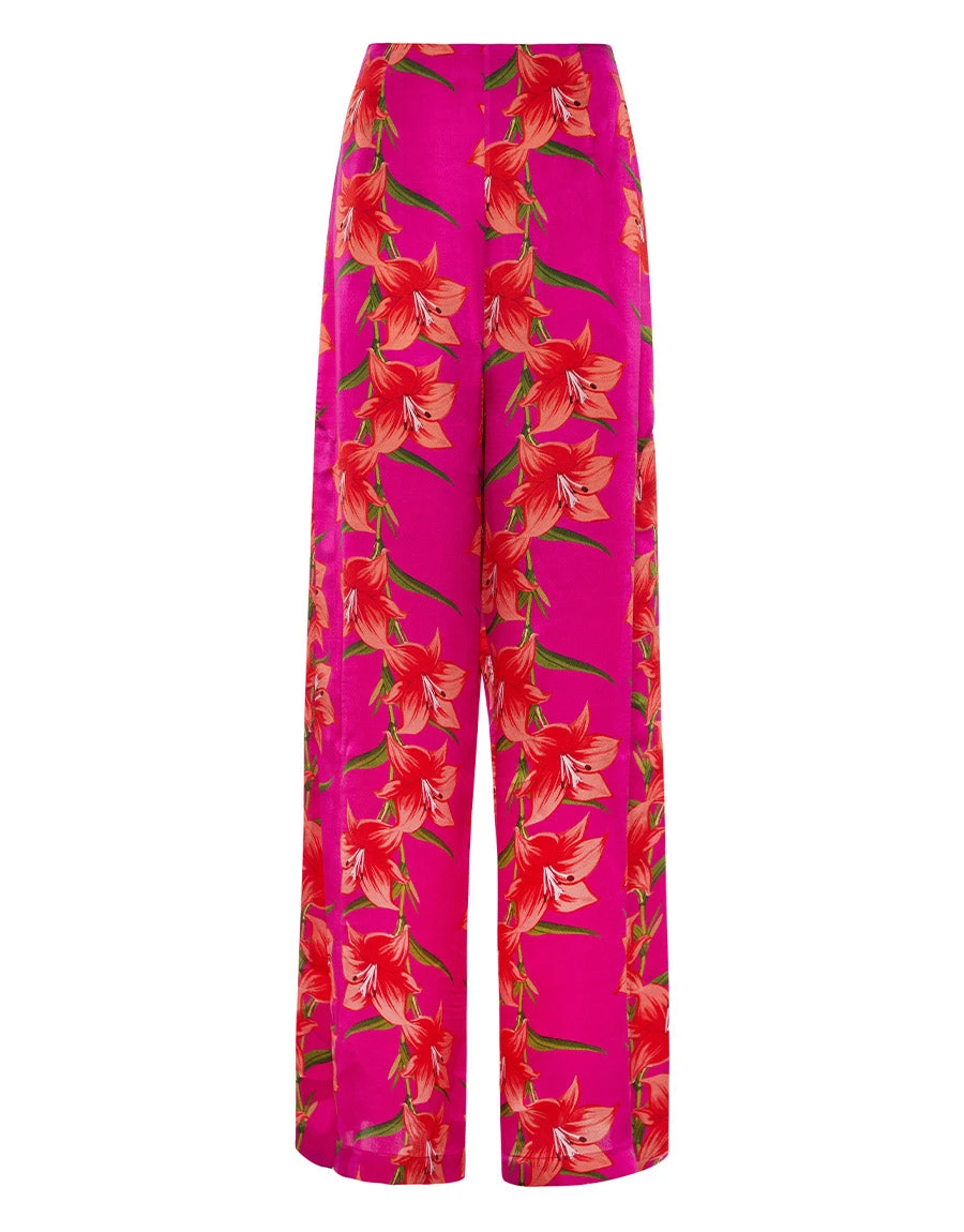 Borgo de Nor Halia Hammered Satin Trouser Lily Fuchsia Borgo de Nor