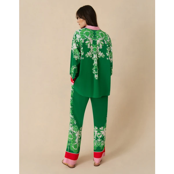 Havana Crepe Trouser  Geo Flower Green - Image 5