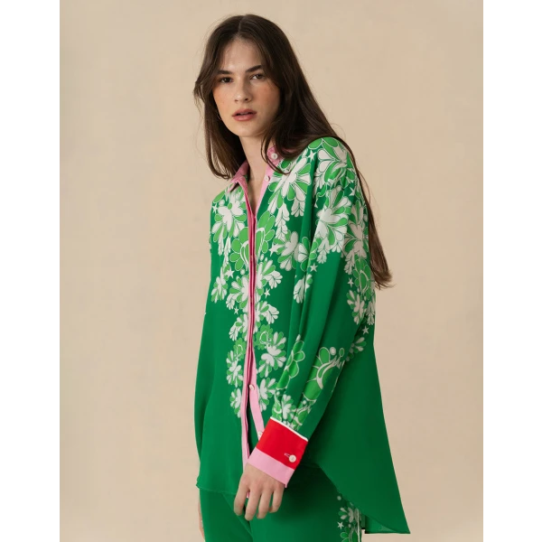 Havana Crepe Trouser  Geo Flower Green - Image 6