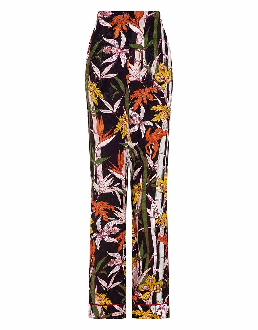 Borgo de Nor Havana Satin Jacquard Trouser Bamboo Black Borgo de Nor