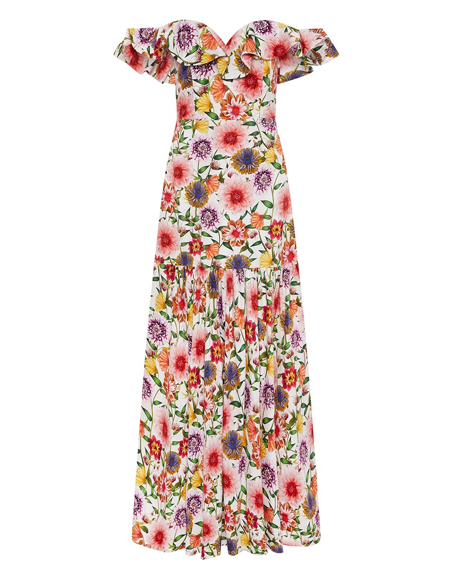 Borgo de Nor Jazella Cotton Maxi Dress  Summer Garden Pink