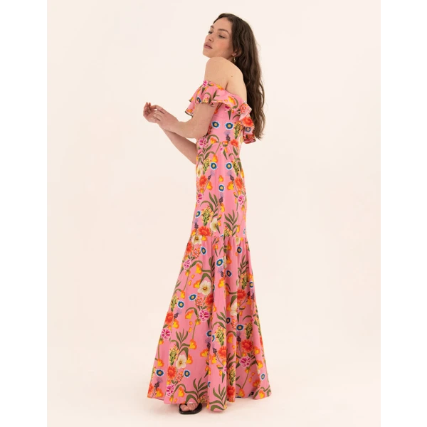 Jazella Cotton Maxi Dress  Vila Floral Pink - Image 4