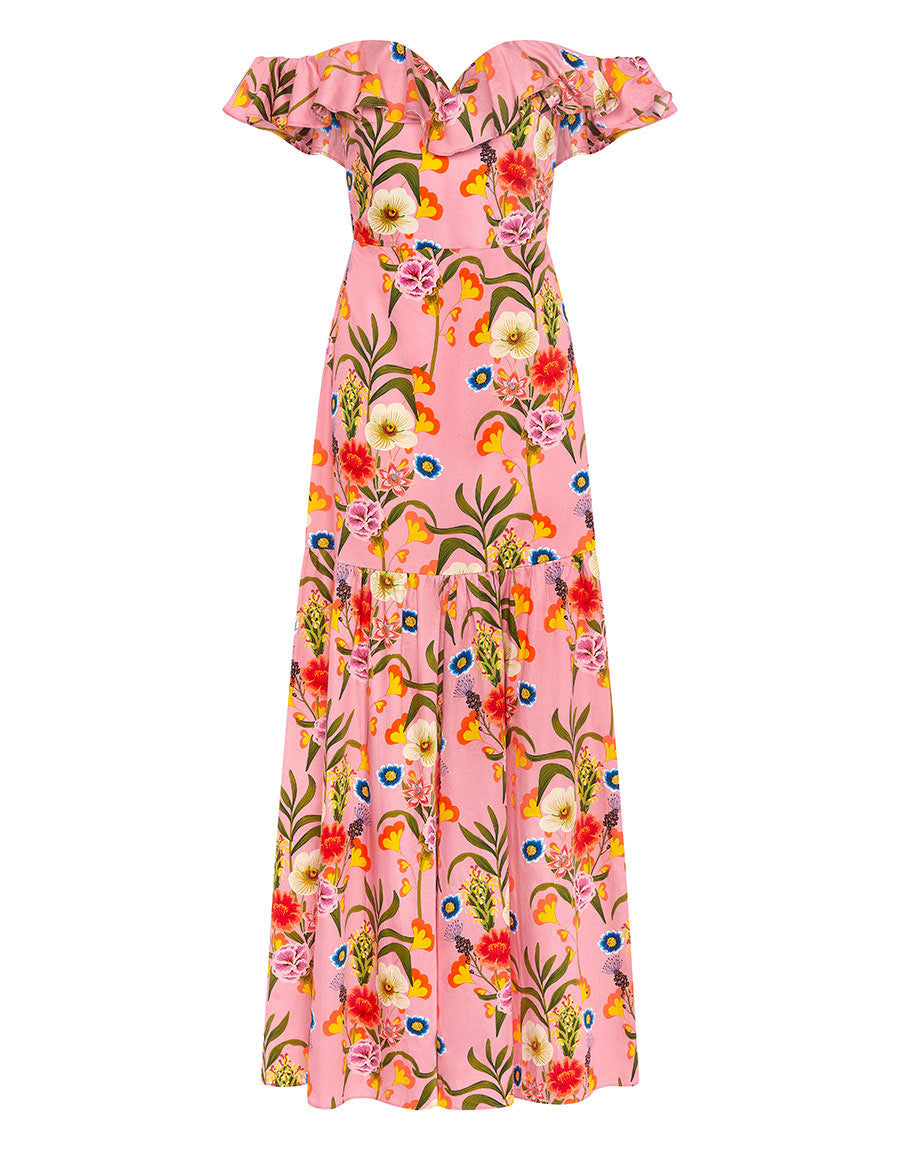 Borgo de Nor Jazella Cotton Maxi Dress  Vila Floral Pink