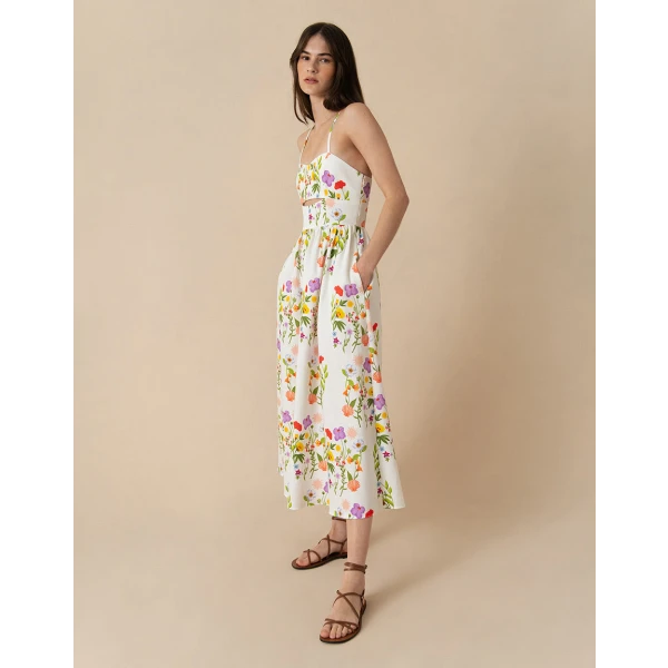 Jordan Pique Midi Dress  Terrazo Flower White - Image 4