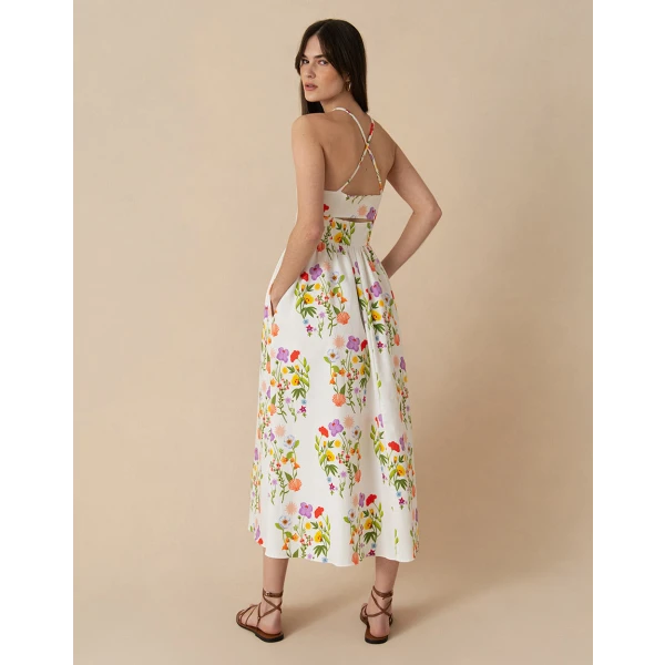 Jordan Pique Midi Dress  Terrazo Flower White - Image 5