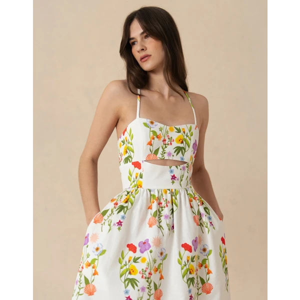 Jordan Pique Midi Dress  Terrazo Flower White - Image 6