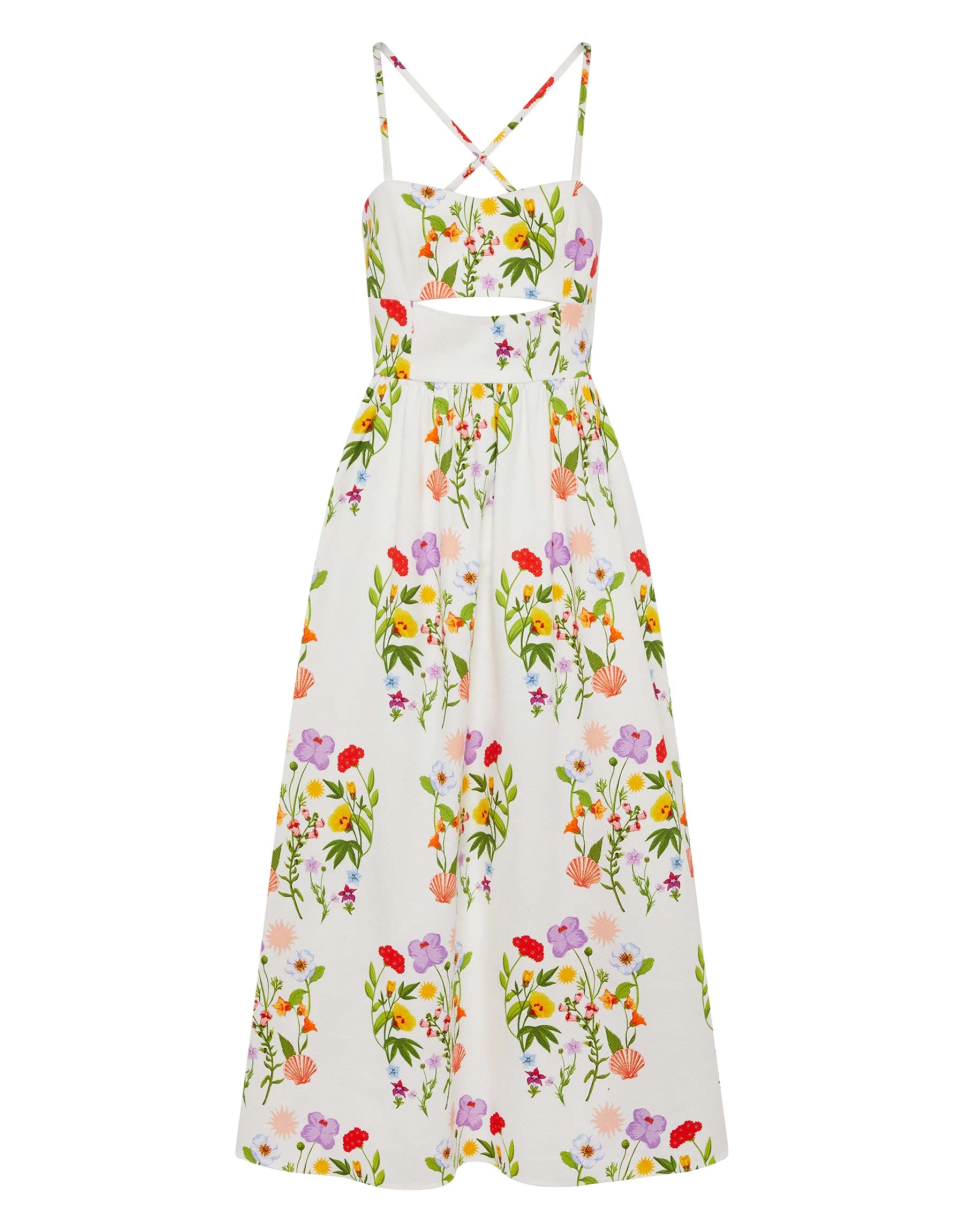 Borgo de Nor Jordan Pique Midi Dress Terrazo Flower White Borgo de Nor